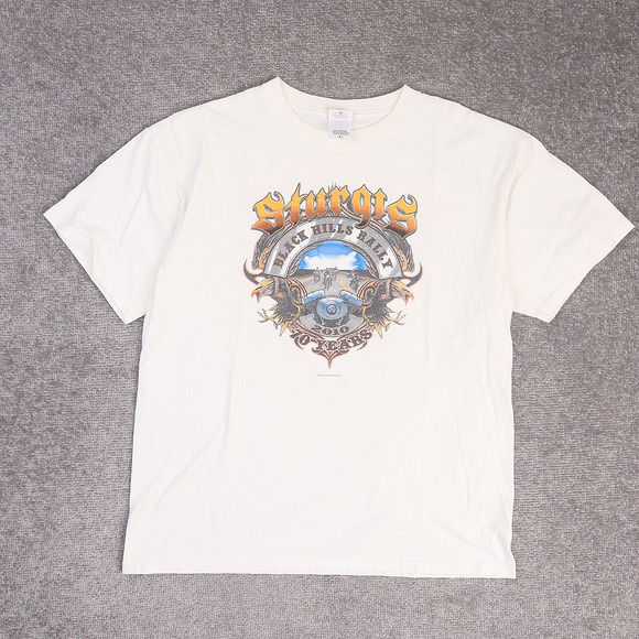 2010 Sturgis Bikercore Motorcycle Rally USA Large White Short Sleeve T-Shirt - Picture 1 of 9